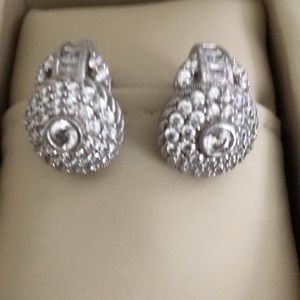 Judith Ripka Sterling/ Diamonique Clip Earrings